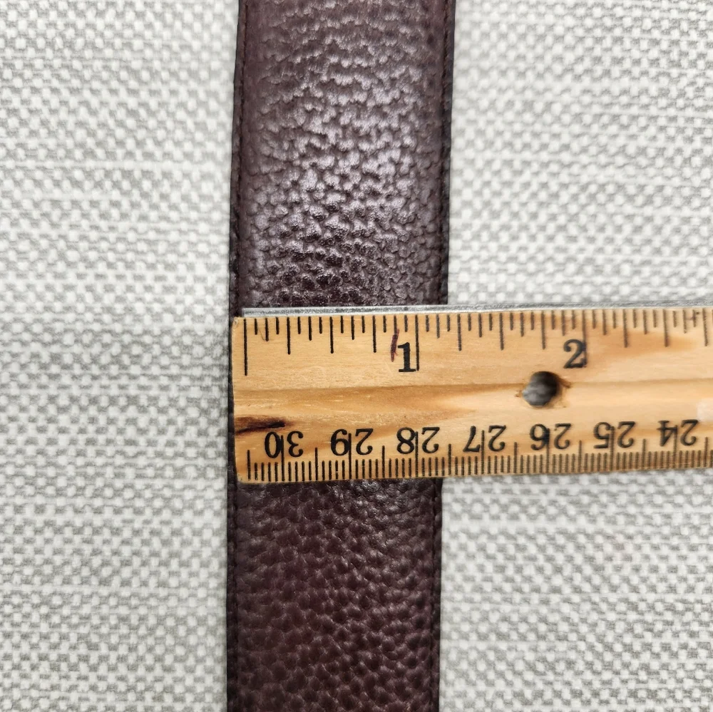 Christian Dior 607 Small Brown Pebbled Leather Belt Gold Color Buckle